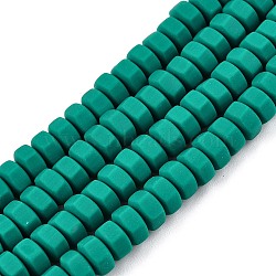 Handmade Polymer Clay Beads Strand, Hexagon, Dark Cyan, 6x6.5x3.5mm, Hole: 1.4mm, about 109~110pcs/strand, 15.63~15.79 inch(39.7~40.1cm)(CLAY-T021-01E)