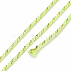 Polycotton Cord, Braided Rope, with Metallic Thread, for Wall Hanging, Crafts, Gift Wrapping, Green Yellow, 1.5mm, about 21.87 Yards(20m)/Roll(OCOR-E027-02C-13)