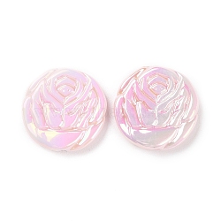UV Plated Acrylic Beads, Iridescent, Flower, Pink, 23.5x23x5.5mm, Hole: 2mm(SACR-C003-02A)