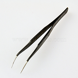 Iron Beading Tweezers, Platinum, Black, 125x9x5mm(X-TOOL-D008-2)