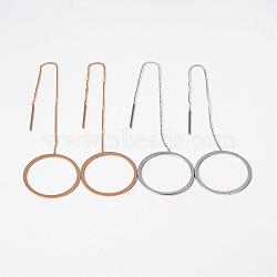 304 Stainless Steel Stud Earrings, Hypoallergenic Earrings, Threader Earrings, Ring, Mixed Color, 110x1mm, Pin: 0.8mm(EJEW-H313-05)