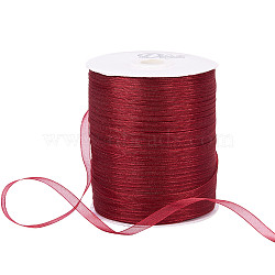 Organza Ribbon, Galloon, Dark Red, 1/4 inch(6mm), 500yards/Roll(457.2m/Roll)(ORIB-BC0001-02J)