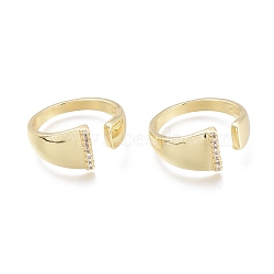 Brass Micro Pave Clear Cubic Zirconia Cuff Rings, Open Rings, Letter, Real 18K Gold Plated, Letter.I, Size 7, Inner Diameter: 17mm, I: 9x1.5mm(X-RJEW-F103-13I-G)