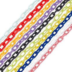 40 Strands 10 Colors Opaque Acrylic Cable Chains, Oval, Mixed Color, 13x8x2mm, about 164.04 Feet(50m)/strand, 4 Strand/color(SACR-SC0001-15)