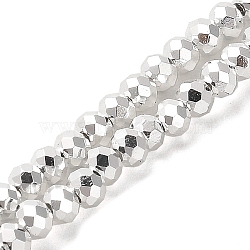 Electroplate Glass Beads Strands, Faceted, Rondelle, Silver, 3x2.5mm, Hole: 0.8mm, about 170~172pcs/strand, 16.73''(42.5cm)(X-EGLA-D030-15A-06)