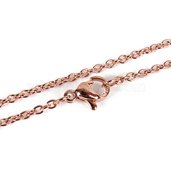 304 Stainless Steel Cable Chain Necklace Making, with Lobster Claw Clasps, Ion Plating(IP), Rose Gold, 17.7 inch(45cm), Clasps: 7x10mm(STAS-P045-01RG)