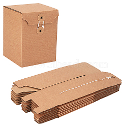 Kraft Paper Gift Box, Folding Boxes, with Cotton Cord and Iron Findings, Rectangle, Sandy Brown, Unfold: 33.2x19.9x0.6cm, Finished Product: 10x10x13cm(CON-WH0075-03B)