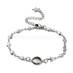 Tarnish Resistant 201 Stainless Steel Link Bracelet Settings Fit for Cabochons, with 304 Stainless Steel Tray, Bracelet Making with Link Chains, Heart, 6-3/4 inch(17.2cm)(MAK-K023-01D-P)