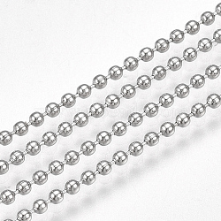 304 Stainless Steel Ball Chains, with Spool, Stainless Steel Color, 1.5mm, about 49.21 Feet(15m)/roll(CHS-S005-05A)