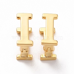 Initial Hoop Earrings for Women, Real 18K Gold Plated Letter Brass Earrings, Letter.I, 12x5x9.5mm, Pin: 0.8mm(EJEW-P194-01G-I)