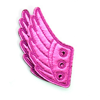 Cloth with Felt Shoe Decorations, Shoe DIY Accessories, Wing, Fuchsia, 11x7cm