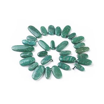 Natural Amazonite Beads Strands, Oval, 22~50x10~19x5~9mm, Hole: 1mm, about 29pcs/strand, 16.4 inch(41.8cm)