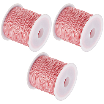 3 Rolls Flat Elastic Crystal String, Elastic Beading Thread, for Stretch Bracelet Making, Pink, 0.8mm, about 54.68 Yards(50m)/roll