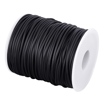 1 Roll PVC Tubular Solid Synthetic Rubber Cord, No Hole, Wrapped Around White Plastic Spool, Black, 2mm, about 54.68 Yards(50m)/Roll