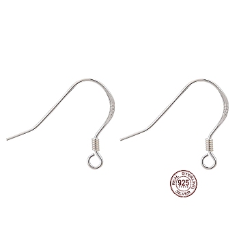 925 Sterling Silver Earring Hooks, with 925 Stamp, Silver, 16x20x1.3mm, Hole: 1.5mm, 24 Gauge, Pin: 0.5mm
