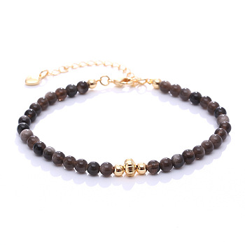 Synthetic Sunstone Round Beaded Bracelet