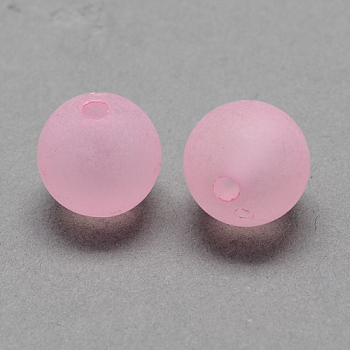 Transparent Acrylic Ball Beads, Frosted Style, Round, Pearl Pink, 6mm, Hole: 1mm, about 4200pcs/500g