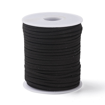 45M Faux Suede Cord, Faux Suede Lace, Black, 2~2.5x1.5~2mm, about 50 Yards(45m)/Roll