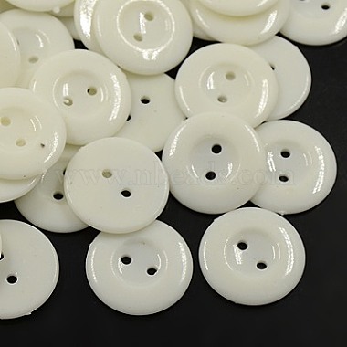 18mm White Flat Round Acrylic 2-Hole Button