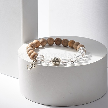 Aum/Om Symbol & Buddha Alloy Charm Bracelet for Teen Girl Women(BJEW-JB07726)-2