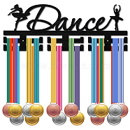 Fashion Wood Medal Hanger Holder, 2 Line Display Wall Rack, with Screws & Anchor Plug, Word Dance, Dancer Pattern, 150x400x7mm, Hole: 5mm(ODIS-WH0041-011)