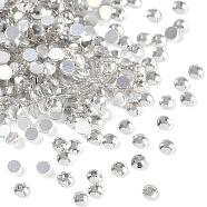 Glass Flat Back Rhinestone, Grade A, Back Plated, Faceted, Half Round, Crystal, SS4, 1.5~1.6mm, 1440pcs/bag(RGLA-C002-SS4-001)