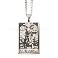 Non-Tarnish 304 Stainless Steel Tarot Pendant Necklaces, Cable Chain Necklaces, Capricorn, 23.23~24.21 inch(59~61.5cm)(NJEW-A026-01P-10)