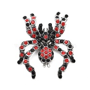 Halloween Alloy Rhinestone Cabochons, Antique Silver, Spider, Colorful, 40.5x33x5.5mm(FIND-U016-02AS-02)