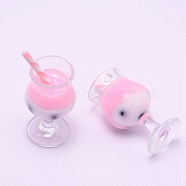 Resin Pendants, Imitation Food, Goblet with Bubble Tea/Boba Milk Tea, Pink, 31~38x16mm, Hole: 1.8mm(RESI-TAC0001-89F)
