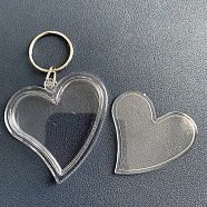 Clear Photo Frame Blank Acrylic Keychains, with Split Key Rings, Heart, 6x5.7cm(PW-WG54417-16)