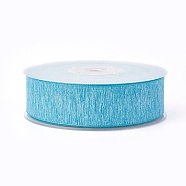 Polyester Ribbons, Deep Sky Blue, 1 inches(25mm); about 100yards/roll(91.44m/roll)(SRIB-L051-25mm-C007)
