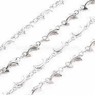 201 Stainless Steel Dolphin & Oval Link Chains, Soldered, Stainless Steel Color, 12x5x2mm, about 3.28 Feet(1m)/Strand(STAS-N092-110)