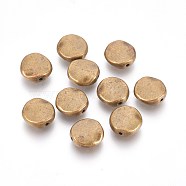 Tibetan Style Alloy Beads, Cadmium Free & Nickel Free & Lead Free, Wavy Flat Round, Antique Bronze, 12x12x4mm, Hole: 1mm(X-MLF10454Y-NF)