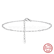 925 Sterling Silver Anklet, Real Platinum Plated, 8-5/8 inch(22cm)(AJEW-Z029-21P)