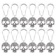 Iron Shower Curtain Rings for Bathroom, with Zinc Alloy Pendants, Skull Pattern, 139mm(HJEW-PH01661-02)