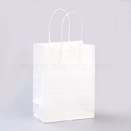 Pure Color Kraft Paper Bags, Gift Bags, Shopping Bags, with Paper Twine Handles, Rectangle, White, 15x11x6cm(AJEW-G020-A-03)