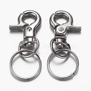 Zinc Alloy Swivel Clasp Keychain, with Iron Ring Findings, Platinum, 47mm(KEYC-M008-01)