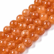 Natural Quartz Beads Strands, Dyed, Round, Dark Orange, 8mm, Hole: 1~1.2mm, about 45~46pcs/strand, 14.76 inch(37.5cm)(G-S276-14A)