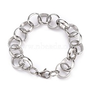 304 Stainless Steel Rolo Chain Bracelets, with Lobster Claw Clasps, Stainless Steel Color, 8-1/2 inch(21.5cm)(BJEW-Z011-13P)