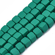 Handmade Polymer Clay Beads Strands, Cube, Light Sea Green, 5x5x5mm, Hole: 1.8mm, about 86~88pcs/strand, 15.35 inch~16.34 inch(39~41.5cm)(CLAY-S092-78E)