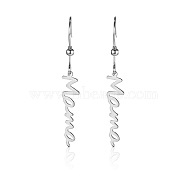 Simple Stainless Steel Mama Dangle Earrings for Mother's Day, Silver, show in picture(QW8429-4)