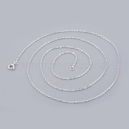 Brass Cable Chain Necklaces, Silver Color Plated, 28 inch, Ring: 1.9x1.4x0.1mm(NJEW-SW028-28inch-S)