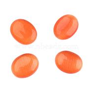 Cat Eye Glass Cabochons, Oval/Rice, Tomato, about 13mm wide, 18mm long, 4mm thick(CE062-13X18-8)