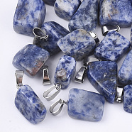 Natural Blue Spot Stone Pendants, with Stainless Steel Snap On Bails, Nuggets, 15~35x10~20x5~15mm, Hole: 3x7.5mm(G-Q996-26)