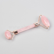 Natural Rose Quartz Massage Tools, Facial Rollers, Body Muscle Relaxing, Grade AAA, 146x56.5x20mm(G-O197-01G)