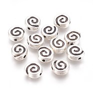 Tibetan Style Alloy Beads, Antique Silver, Lead Free & Cadmium Free & Nickel Free, 9x8x3.5mm, Hole: 2mm(LF10827Y-NF)