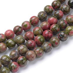 Natural Unakite Bead Strands, Round, 4~5mm, Hole: 1mm, about 86~90pcs/strand, 14.6~14.9 inch(G-R345-4mm-49)