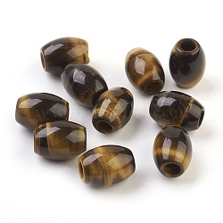 Natural Tiger Eye European Beads, Large Hole Beads, Barrel, 15~17x12~13.5mm, Hole: 4.5~5mm(G-F580-A01)