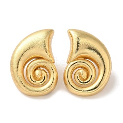 Rack Plating Brass Stud Earrings, Cadmium Free & Lead Free, Long-Lasting Plated, Conch, Real 18K Gold Plated, 24.5x17mm(EJEW-B062-32G)