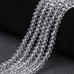 Glass Beads Strands, Faceted, Rondelle, Clear, 8x6mm, Hole: 1mm, about 64~65pcs/strand, 15.75~16.14 inch(40~41cm)(EGLA-A044-T8mm-D19)